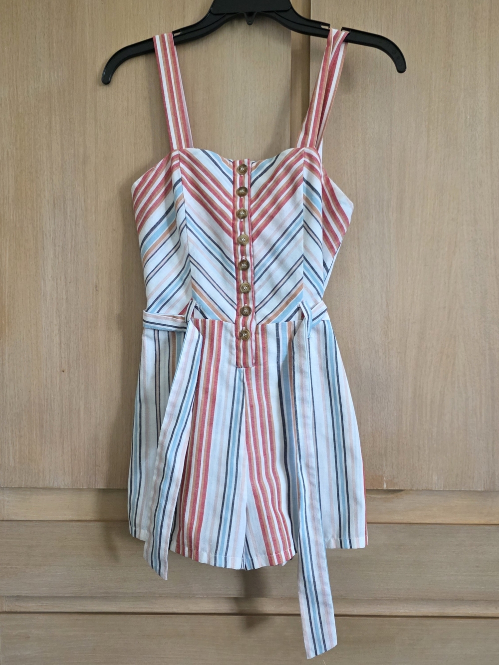 Sky and Sparrow striped top in red, cream, blue, tan